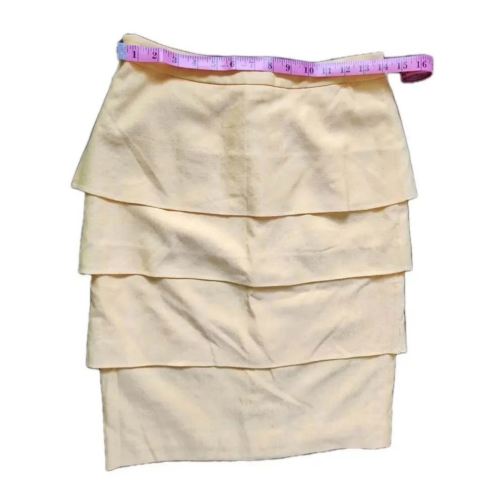 NWT Luca Luca Marco Tiered Skirt Sz 42 Yellow Wool Blend Made in Italy Designer - Picture 7 of 8